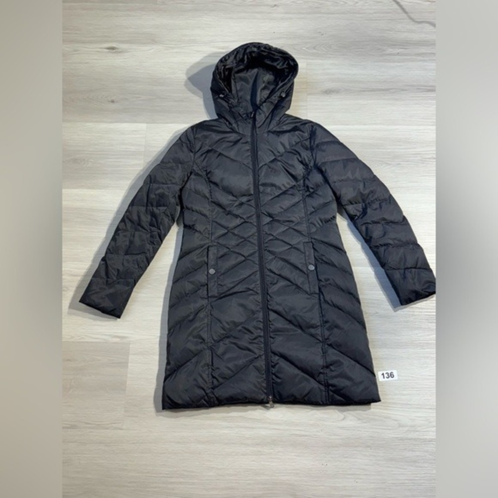 Kenneth Cole Reaction Womens Black Quilted Puffer Coat‎ Hooded Down Fill Small